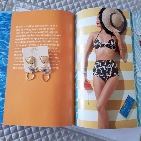 NWOT C&C California gold heart & evil eye earrings - Picture 4 of 7